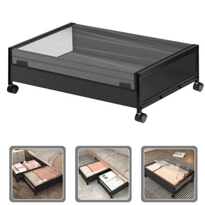  - Large Underbed Storage Box On Wheels Lid Under Bed Sofa Dustproof Organize 80 43 19Cm 1Pc