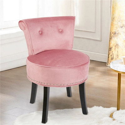 Pink-Velvet Vanity Stool Dressing Table Chair Bedroom Makeup Chair W/backrest from B&Q