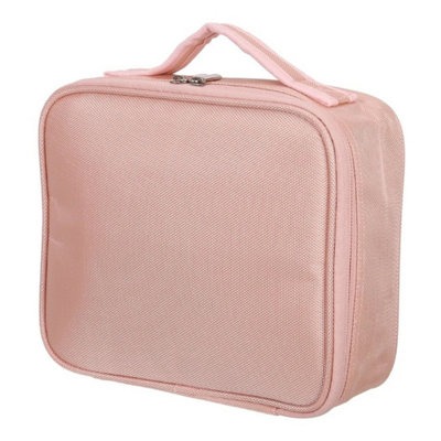 Travel Make-Up Storage Organizer Beauty Travel Cosmetic Bag Vanity Brush Case  Pink / With Dividers from B&Q
