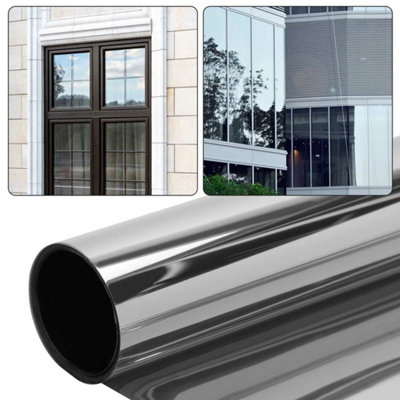  - Mirror Window Film One Way Reflective Privacy Sticky Back Glass Tint Uv Insulate 0.5X1M
