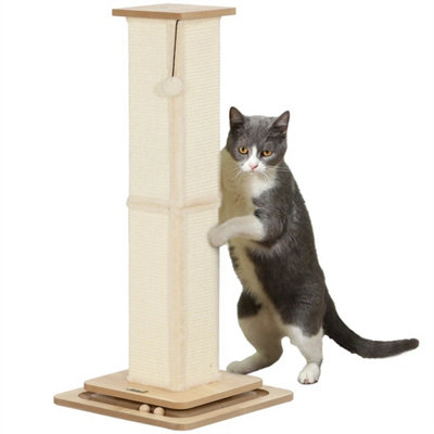 Pawhut 3-In-1 Cat Scratcher Post With Sisal Track Ball Toy from B&Q