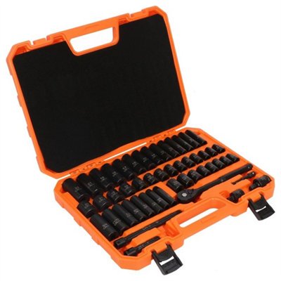 50Pcs 3/8 Inch Drive 6 Point Metric Sae Impact Socket Set from B&Q