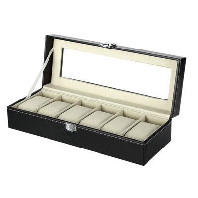  - 6 Grids Watch Display Storage Case Jewelry Collection Organizer Box Holder Gift