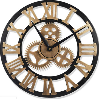  - 60Cm Extra Large Roman Numerals Skeleton Wall Clock Giant Big Open Face Round