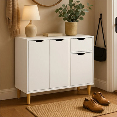 White Modern Wooden Sideboard Cabinet Small Space Storage Organizer from B&Q