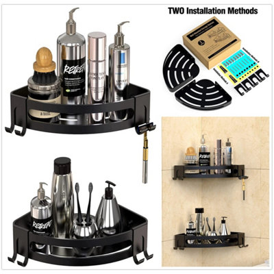  - 2Pcs No Drilling Corner Shower Caddy Bathroom Storage Shelf