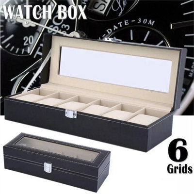 Black Shockproof Watch Roll Case Travel Wristwatch Storage Box from B&Q
