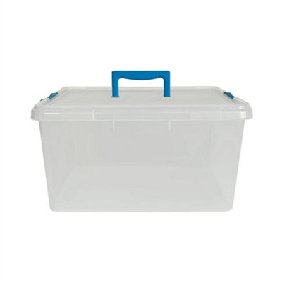 Set Of 5 15L Clear Stackable Bpa Free Plastic Storage Organizer Box from B&Q