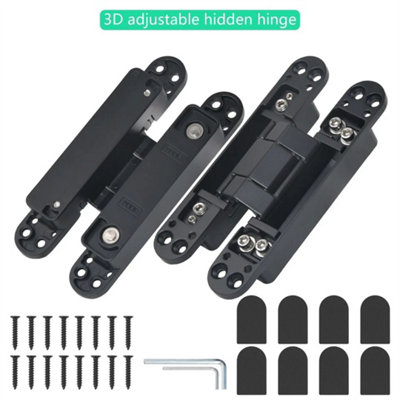 Black 2Pcs 3 Way Adjustable Concealed Door Hinges from B&Q