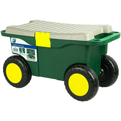 Wheeled Garden Kneeler Tool Storage Weeding Stool Cart Seat Accessory from B&Q