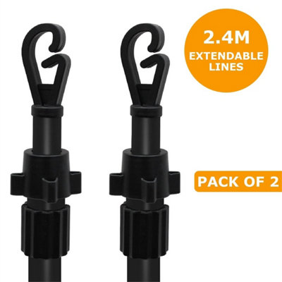 2 X Extending Clothes Prop Washing Line Pole Galvanised Support 2.4M from B&Q