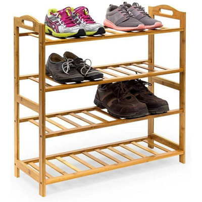 Bamboo Shoe Footwear Rack Shelf Organiser Wooden Storage Shelves from B&Q