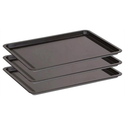  - 3Pcs Non-Stick Baking Tray Oven Roasting Tin Sheet Pan Bakeware