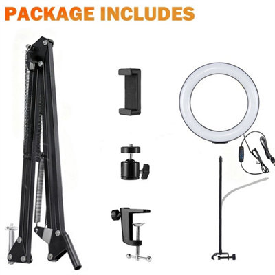 Overhead Phone Mount With Ring Light  Arm Tripod Phone Camera Holder from B&Q