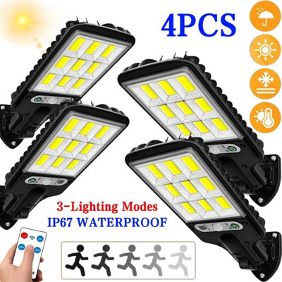  - 4Pack Led Solar Street Wall Light Motion Sensor Outdoor Garden Lamp