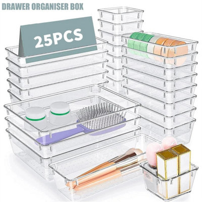  - 25Pcs Plastic Drawer Storage Divider Trays