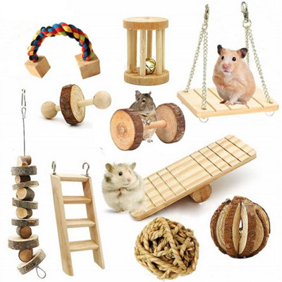 10 Pcs Wooden Chew Toy Hamster Rabbit Guinea Pig