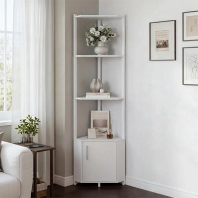 5-Tier Corner Shelf 55 Inch Narrow Bookshelf Storage Bedroom from B&Q