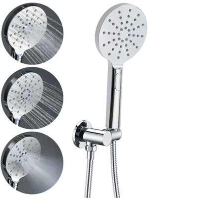 Round Chrome Shower Bracket Hand Shower Head & Hose from B&Q