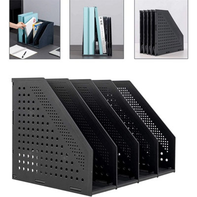 A4 Folding Bookshelf 4 Compartments Magazine File Dark Grey from B&Q