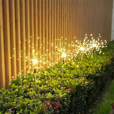 90 Led Solar Garden Starburst Stake String Lights Outdoor Path Lamps from B&Q