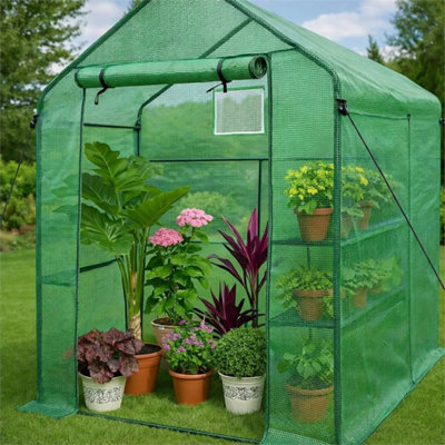 143X73X195Cm Garden Greenhouse Shelves Polytunnel Steeple Grow House from B&Q