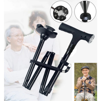 Walking Stick With Alarm And Led Telescopic Cane Collapsible Adjustable Height from B&Q