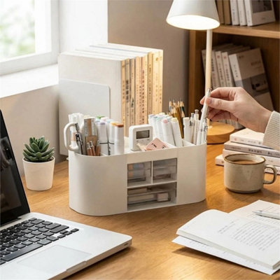  - White Desk Organizer 3 Drawers 10 Compartments Office Home