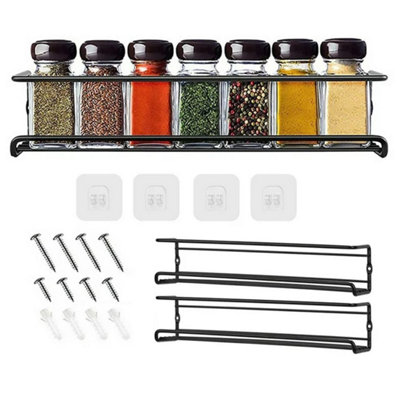 4Pcs Spice Herb Jar Rack Wall Shelf Holder Kitchen Cupboard Storage Organiser from B&Q