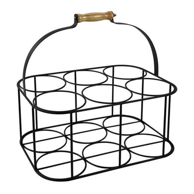 Metal 6 Milk Bottle Holder Tidy Crate Rack Carry Carrier Store Drinks Caddy from B&Q