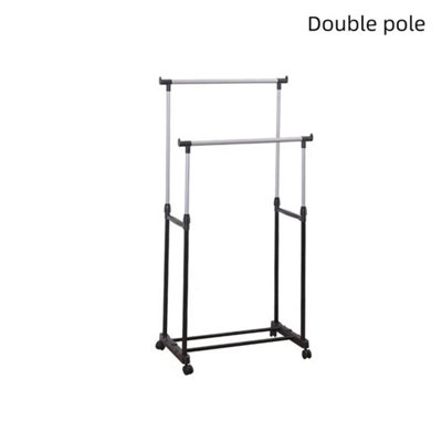 Heavy Duty Mobile Clothes Coat Garment Hanging Rail Rack Storage Stand On WheelsDouble Pole from B&Q