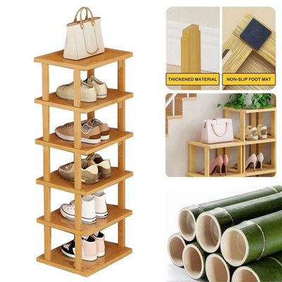 6 Tier Vertical Shoe Rack Tall Narrow Shelf Storage Organizer Slim Shoe Tower from B&Q