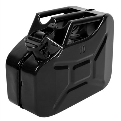 10L Metal Jerry Can Black Fuel Container With Spout from B&Q