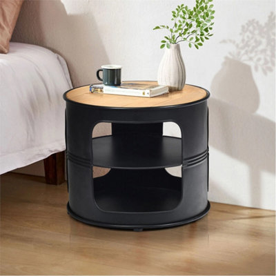 3-Tier Round End Table Coffee Snack Table Rustic Storage from B&Q