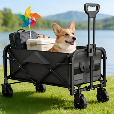 200Kg Portable Camping Garden Trolley Wagon  Picnic Black from B&Q