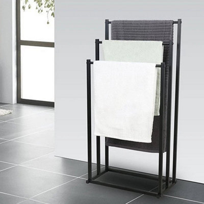 3 Tier Free Standing Towel Rail Stand Unit Rack Storage Bathroom Moveable Metal from B&Q