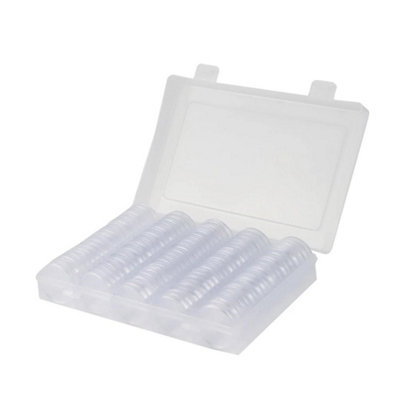  - 100Pcs 30mm Clear Coin Capsules Storage Organizer With Protective Pads