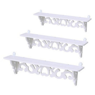  - 3 X Modern White Wooden Floating Wall Hanging Shelves Bookcase Display Rack