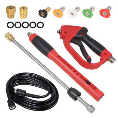  - High Pressure Gun + 7.6M Hose + 5 Nozzle Tips  5000 Psi High Pressure Washer Gun Car Lance Hose Nozzle Tips