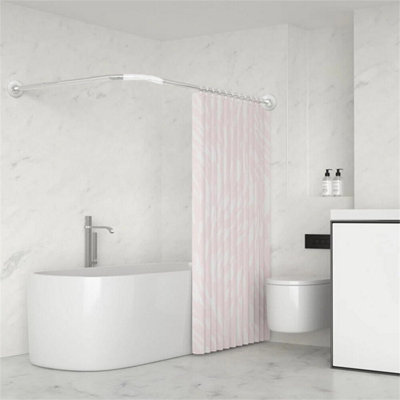 U L Shape Corner Shower Curtain Rod Chrome 25mm Diameter from B&Q