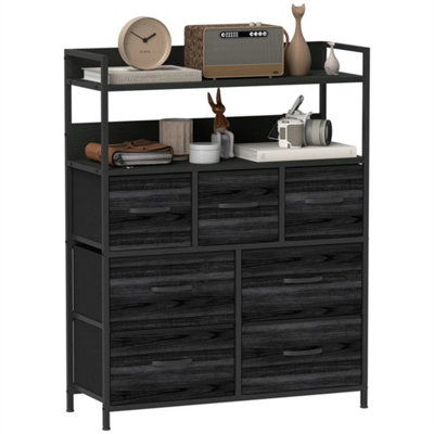 Bedroom Chest Of Drawers 7 Drawer Dresser W/ ShelvesBlack from B&Q