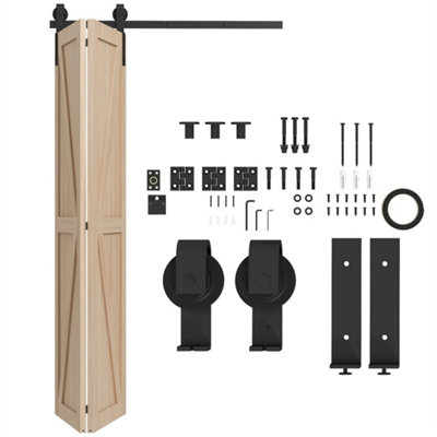 4Ft/122Cm Bi-Folding Sliding Barn Door Hardware Kit Sliding Door Kit from B&Q