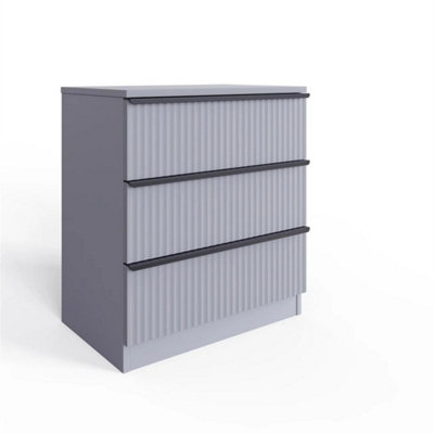 3 Drawer Chest Of Drawers Ripple Design Modern Bedroom Furniture Matt Grey from B&Q