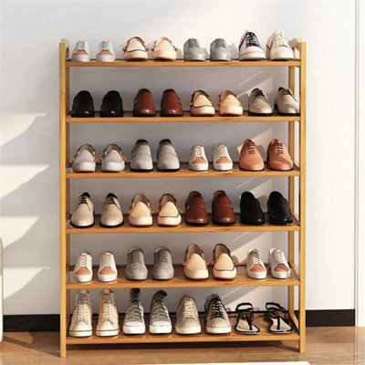 6 Tiers Bamboo Shoe Rack Footwear Organiser Wooden Storage from B&Q