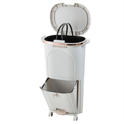 Kitchen Rubbish Waste Bin Recycling Dual Compartment Dustbins With Wheels from B&Q
