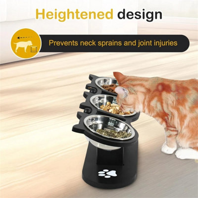 Elevated Cat Food Bowls Tilted Raised Stainless Steel Cat Feeding Dishes from B&Q