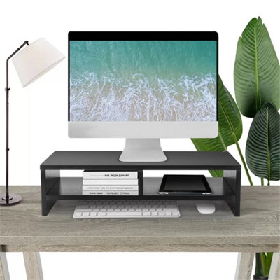 Computer Desktop Monitor Stand Laptop Tv Display Screen Riser Shelf Black Uk New from B&Q