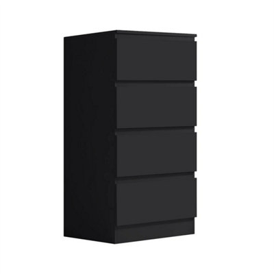 4 Drawer Chest Of Drawers Matt Black Bedroom Furniture Scandinavian Handleless from B&Q