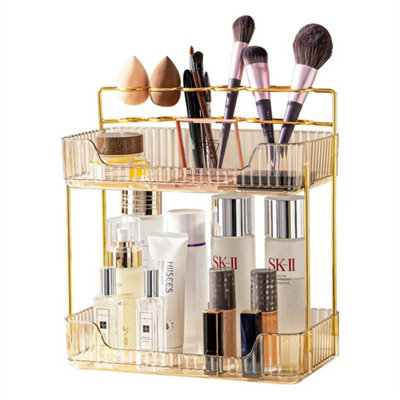 2 Tier Cosmetic Makeup Holder Storage Shelf Countertop Perfume Stand from B&Q