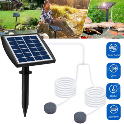Plug-In Solar Oxygen Pump 2 Air Bubble Stones Tank Oxygenator Aerator from B&Q